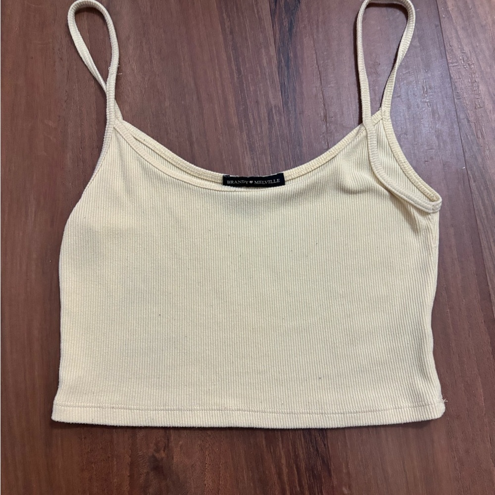 Brandy Melville Yellow Ribbed Crop Top